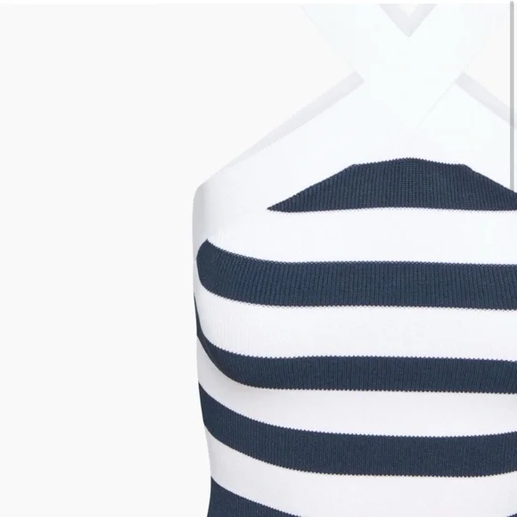 Aritzia Navy and White Halter Sheath Mini Dress - Picture 2 of 3